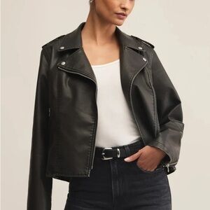 Z Supply Alchemy Moto Black Vegan Leather Jacket for Women